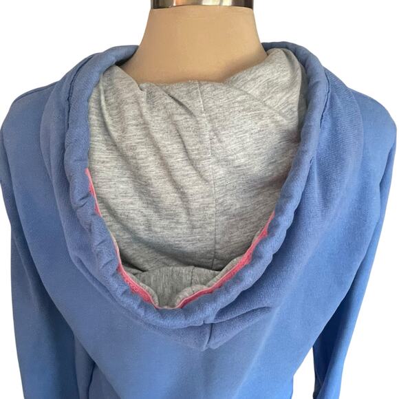 Y2K Aeropostale Blue Hoodie Sweatshirt Spellout Size L Kangaroo Pocket Pullover - Picture 6 of 8